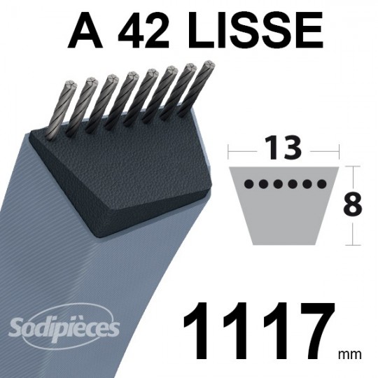 Courroie tondeuse A42 Trapézoïdale. 13 mm x 1117 mm.