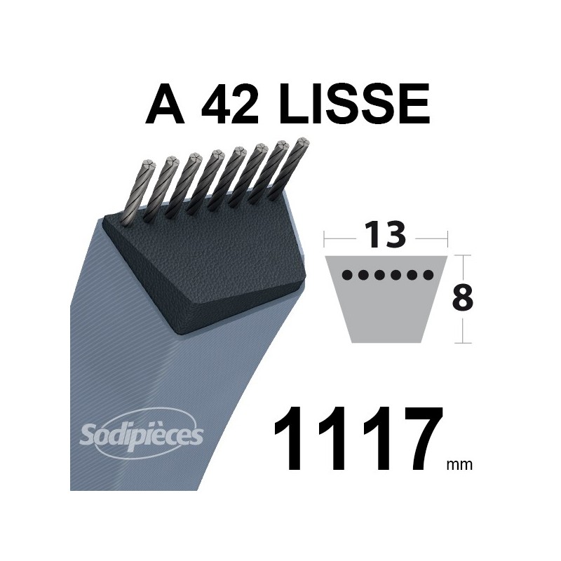 Courroie tondeuse A42 Trapézoïdale. 13 mm x 1117 mm.