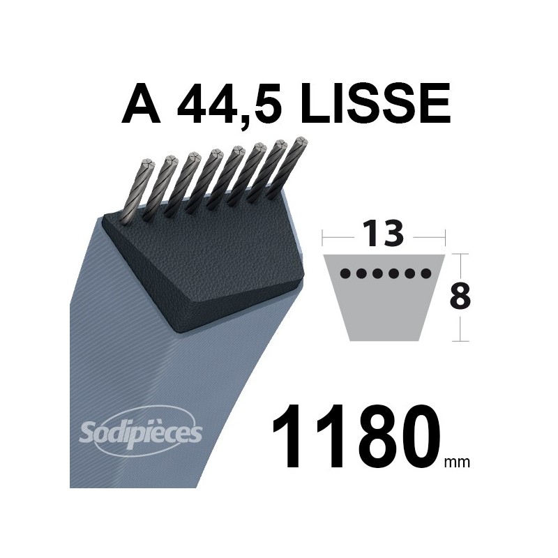 Courroie tondeuse A44,5 Trapézoïdale 13 mm x 1180 mm.