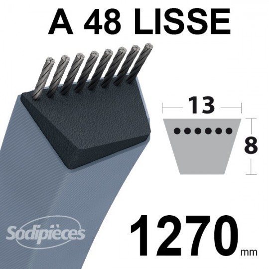 Courroie tondeuse A48 Trapézoïdale 13 mm x 1270 mm.
