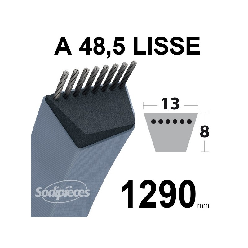 Courroie tondeuse A48,5 Trapézoïdale 13 mm x 1290 mm.
