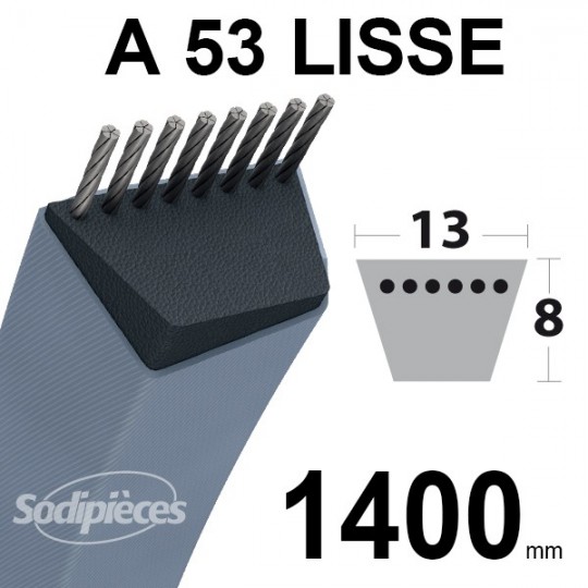 Courroie tondeuse A53 Trapézoïdale 13 mm x 1400 mm.