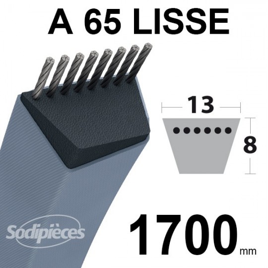 Courroie tondeuse A65 Trapézoïdale 13 mm x 1700 mm.