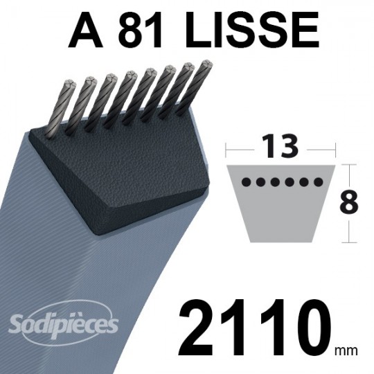 Courroie tondeuse A81 Trapézoïdale 13 mm x 2110 mm.