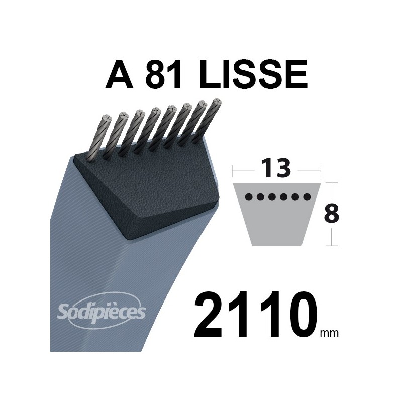 Courroie tondeuse A81 Trapézoïdale 13 mm x 2110 mm.