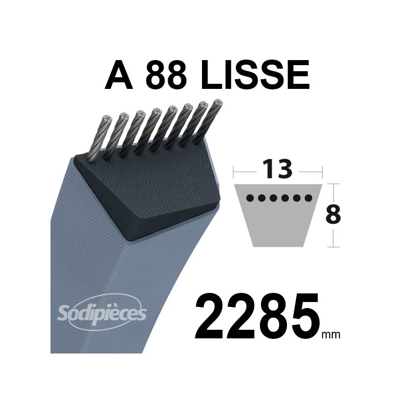 Courroie tondeuse A88 Trapézoïdale 13 mm x 2285 mm.
