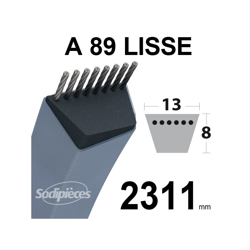 Courroie tondeuse A89 Trapézoïdale 13 mm x 2311 mm.