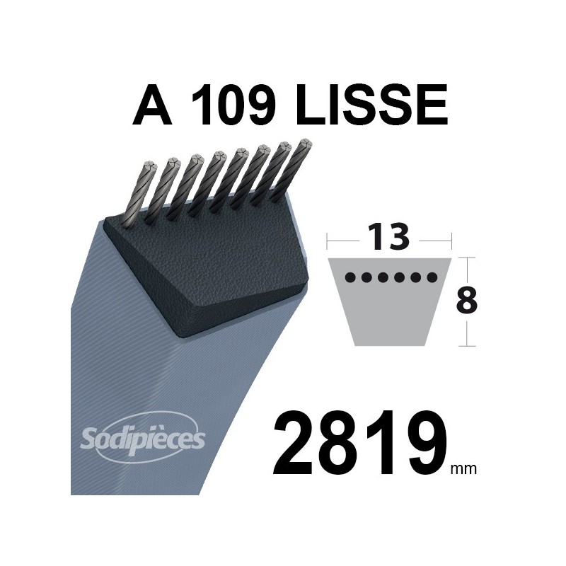 Courroie tondeuse A109 Trapézoïdale 13 mm x 2819 mm.