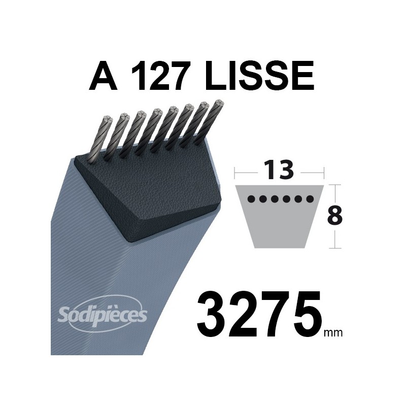 Courroie tondeuse A127 Trapézoïdale 13 mm x 3275 mm.
