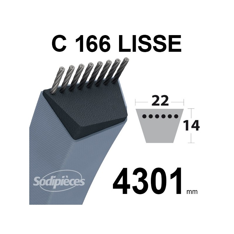 Courroie tondeuse C166 Trapézoïdale 22 mm x 4301 mm.