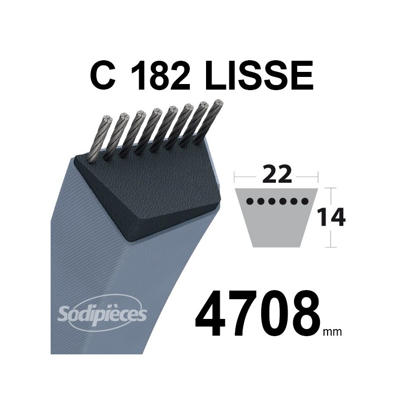 Courroie tondeuse C182 Trapézoïdale 22 mm x 4708 mm.