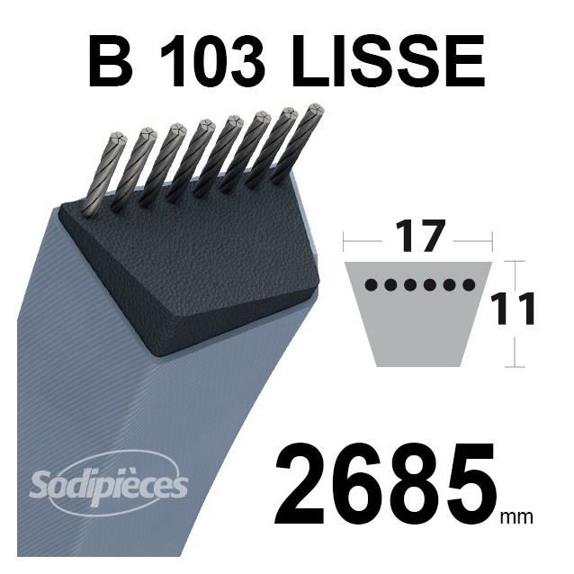 Courroie tondeuse B103 Trapézoïdale 13 mm x 2685 mm.