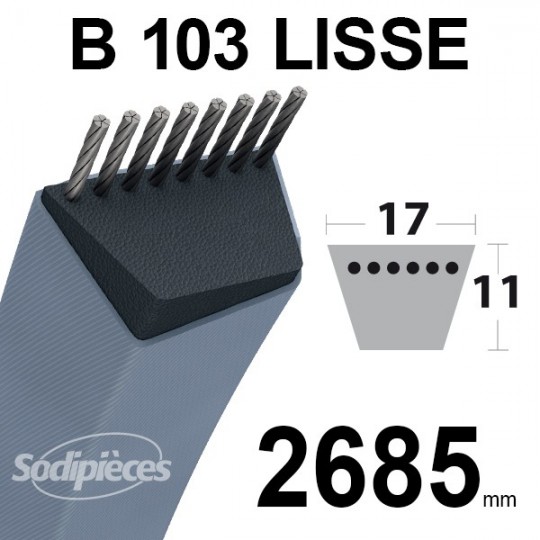 Courroie tondeuse B103 Trapézoïdale 13 mm x 2685 mm.