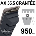 Courroie tondeuse AX35,5 Trapézoïdale 13 mm x 950 mm.