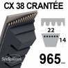 Courroie tondeuse CX38 Trapézoïdale 22 mm x 965 mm.
