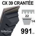 Courroie tondeuse CX39 Trapézoïdale 22 mm x 991 mm.