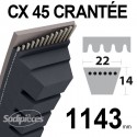 Courroie tondeuse CX45 Trapézoïdale 22 mm x 1143 mm.