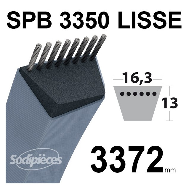 Courroie tondeuse SPB3350 Trapézoïdale 16,3 mm x 3372 mm.