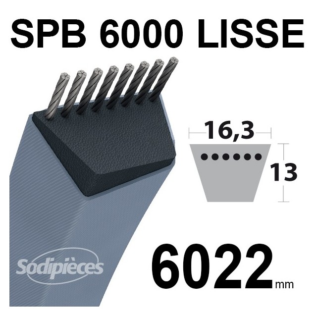 Courroie tondeuse SPB6000 Trapézoïdale 16,3 mm x 6022 mm. Courroie tondeuse SPB6000 Trapézoïdale 16,3 mm x 6022 mm.