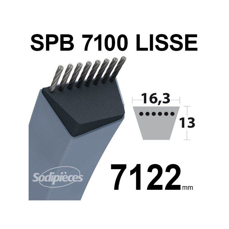 Courroie tondeuse SPB7100 Trapézoïdale 16,3 mm x 7122 mm.