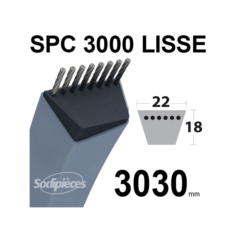 Courroie tondeuse SPC3000 Trapézoïdale 22 mm x 3030 mm.