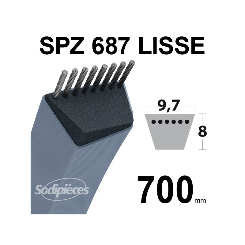 Courroie tondeuse SPZ687 Trapézoïdale 9,7 mm x 700 mm.