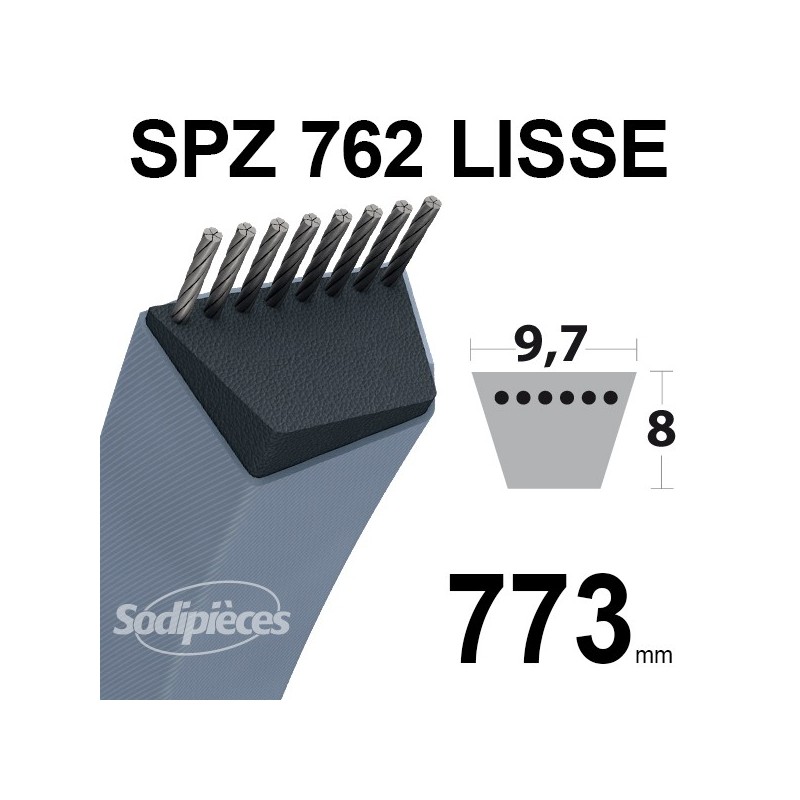 Courroie tondeuse SPZ762 Trapézoïdale 9,7 mm x 773 mm.