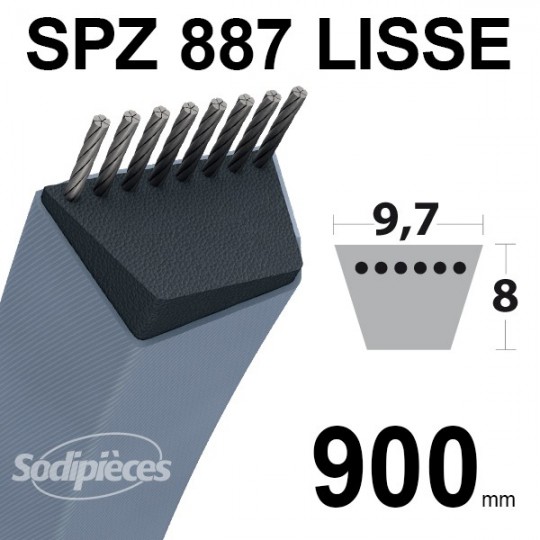 Courroie tondeuse SPZ887 Trapézoïdale 9,7 mm x 900 mm.