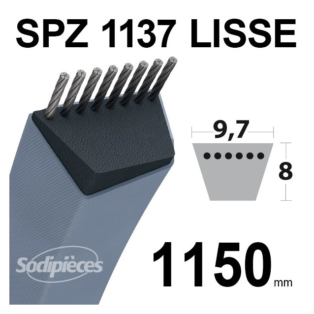 Courroie tondeuse SPZ1137 Trapézoïdale 9,7 mm x 1150 mm.