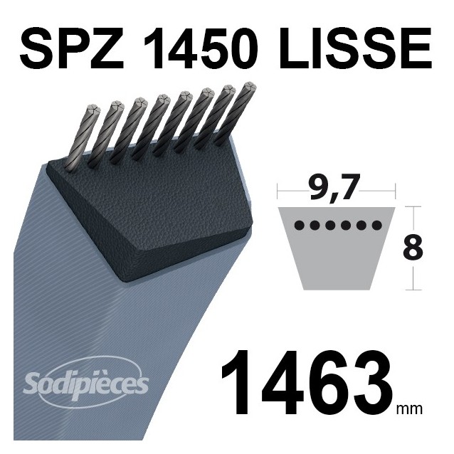 Courroie tondeuse SPZ1450 Trapézoïdale 9,7 mm x 1463 mm.