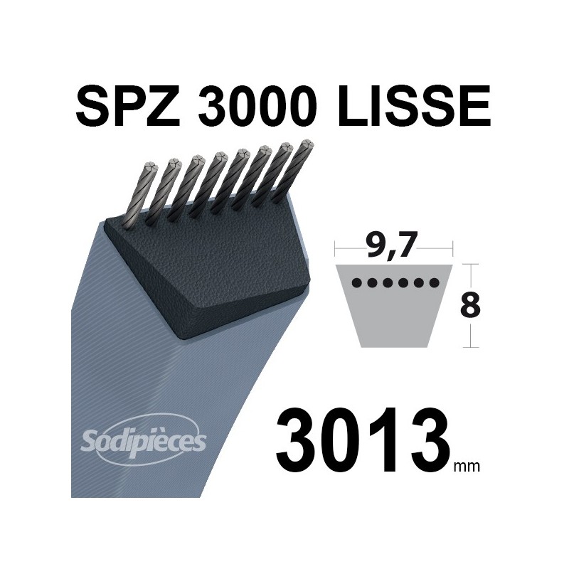 Courroie tondeuse SPZ3000 Trapézoïdale 9,7 mm x 3013 mm.