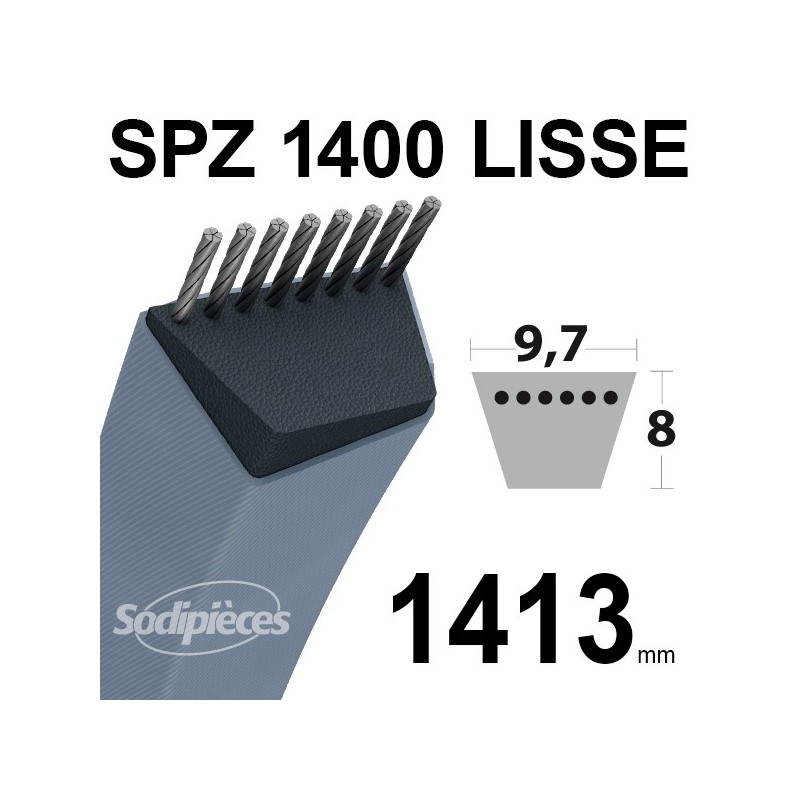 Courroie tondeuse SPZ1400 Trapézoïdale 9,7 mm x 1413 mm.