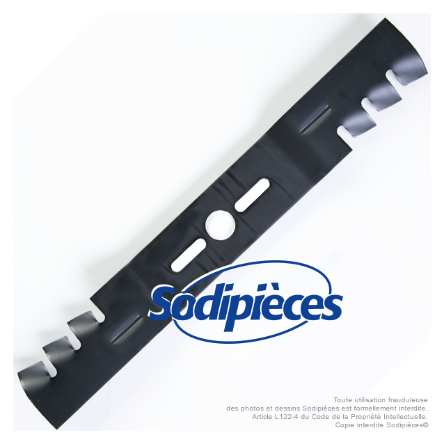 Lame tondeuse universelle mulching galbée 55,8 cm. Alésage 25,4 mm