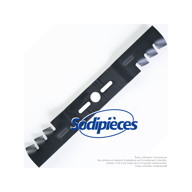 Lame tondeuse universelle mulching galbée 55,8 cm. Alésage 25,4 mm