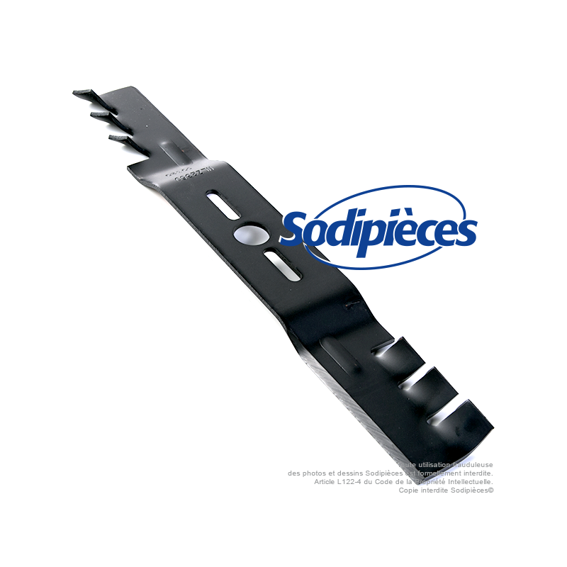 Lame tondeuse universelle mulching galbée 53,3 cm. Alésage 25,4 mm