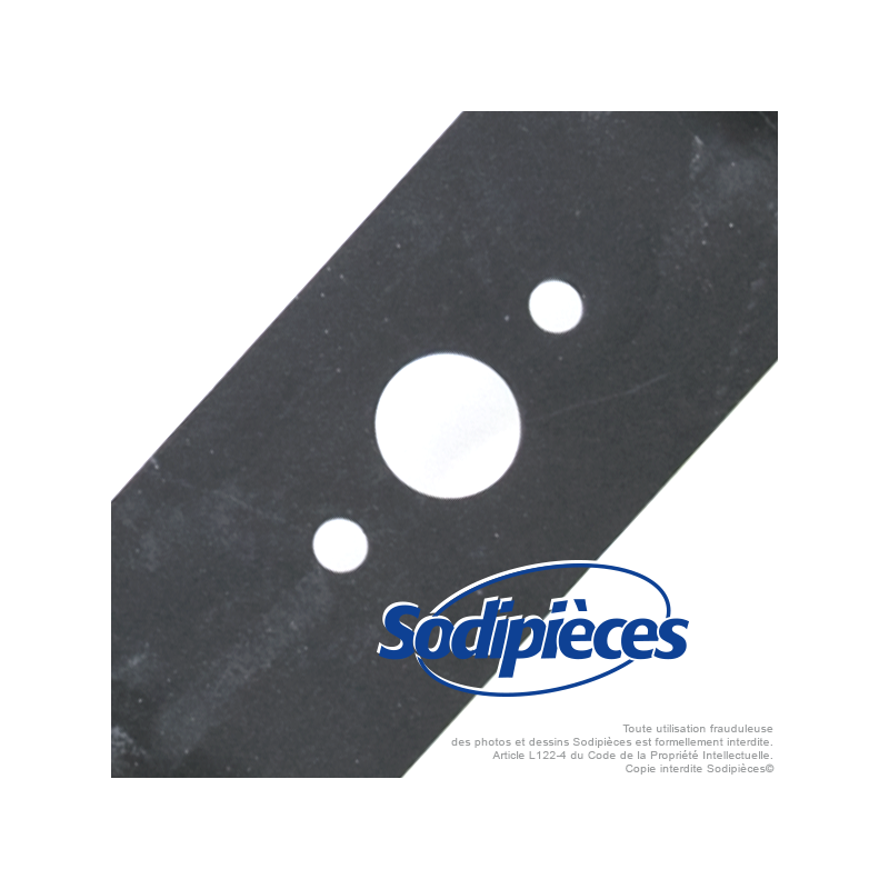 Lame tondeuse 66,5 cm. Al. 21,6 mm. Pour Iseki. Coupe à gauche