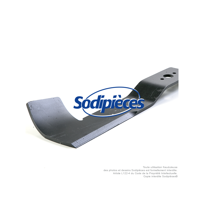 Lame tondeuse 66,5 cm. Al. 21,6 mm. Pour Iseki. Coupe à droite