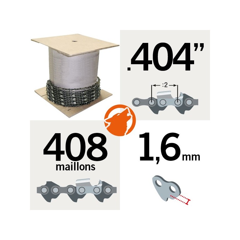 Chaîne tronçonneuse KERWOOD 25 pieds 404",1,6mm
