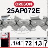 Chaîne 25AP072E OREGON Micro Chisel 1/4. 1,3 mm. 72 maillons