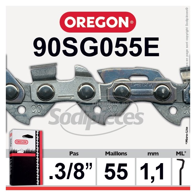 Chaîne 90SG055E OREGON Micro Chisel 1/4. 1,3 mm. 55 maillons