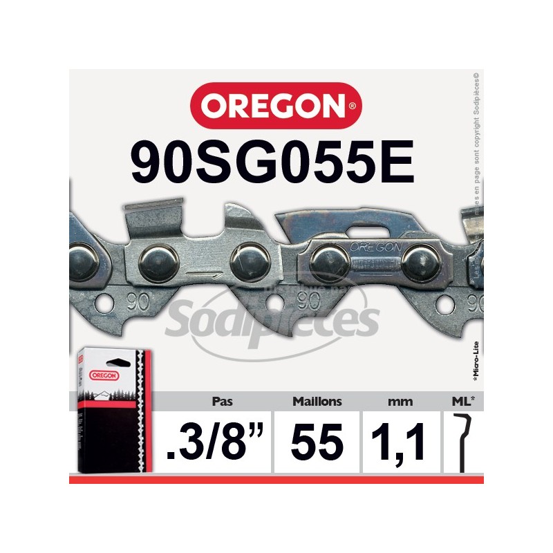Chaîne 90SG055E OREGON Micro Chisel 1/4. 1,3 mm. 55 maillons