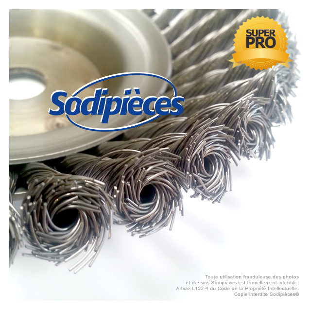 Brosse conique Pro pour désherbage Ø 230 mm, Al 20 mm. Par 5