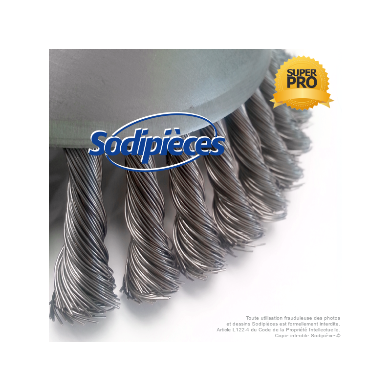 Brosse conique Pro pour désherbage Ø 230 mm, Al 20 mm. Par 5