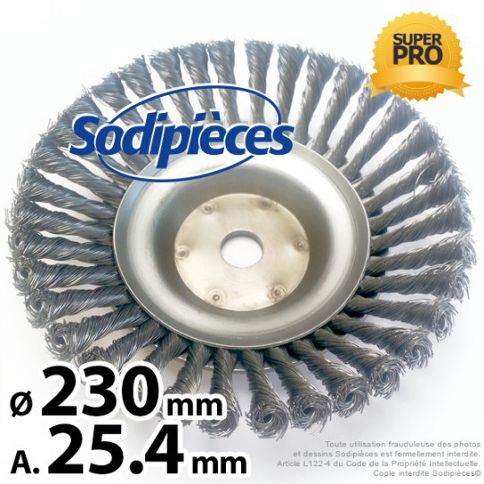 Brosse conique Pro pour désherbage Ø 230 mm, Al 25,4 mm