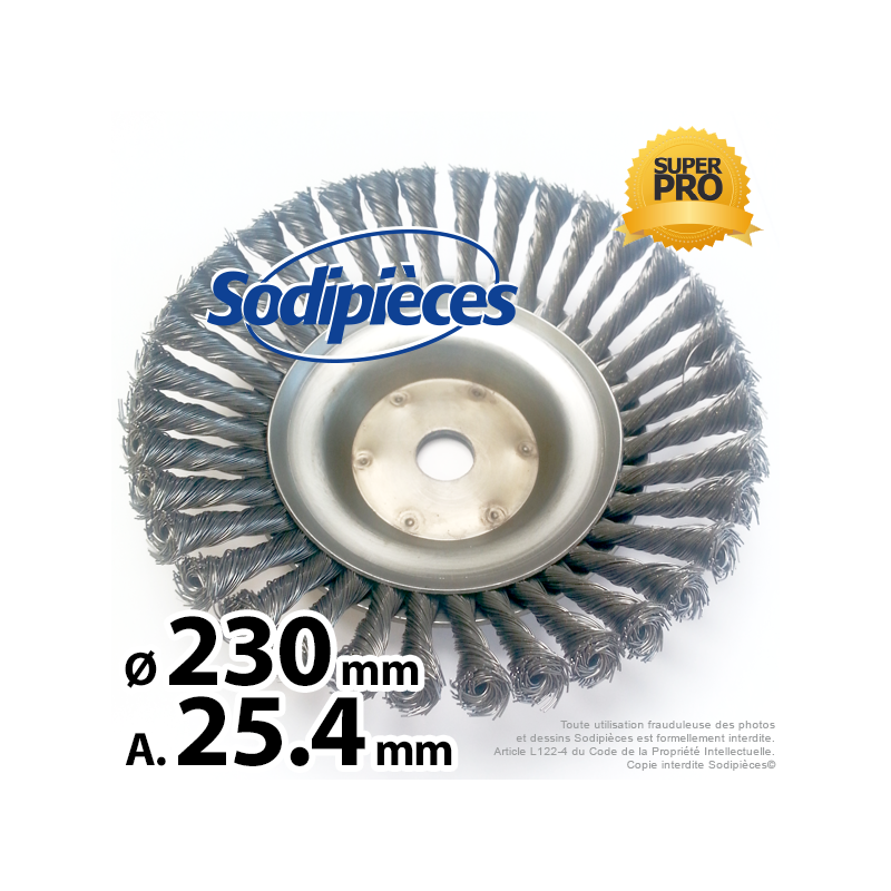 Brosse conique Pro pour désherbage Ø 230 mm, Al 25,4 mm