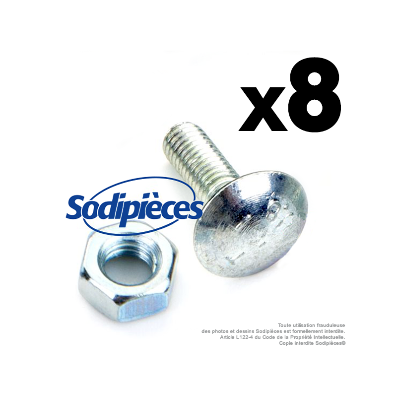 Boulon à tête bombée et collet carré M5 pour Etesia 26157