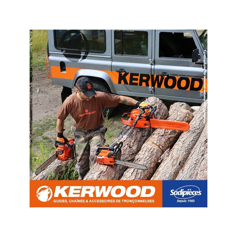 Chaîne tronçonneuse KERWOOD 39 maillons 3/8"LP, 1,1mm, modèle semi carrée