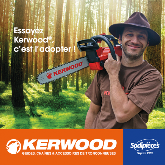 Guide+chaine tronçonneuse Kerwood. 30cm, 3/8"LP 1,3 mm. Par 2 