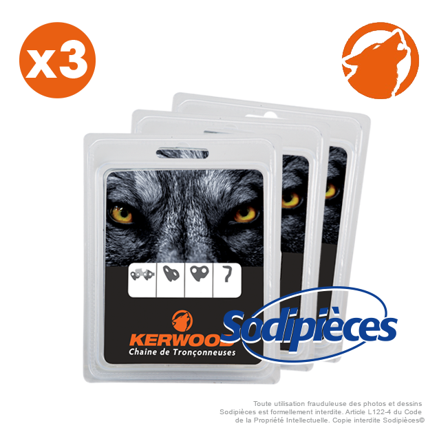 Chaîne tronçonneuse KERWOOD 72 maillons 0.325”, 1,5mm. Par 3 Chaîne tronçonneuse KERWOOD 72 maillons 0.325”, 1,5mm. Par 3
