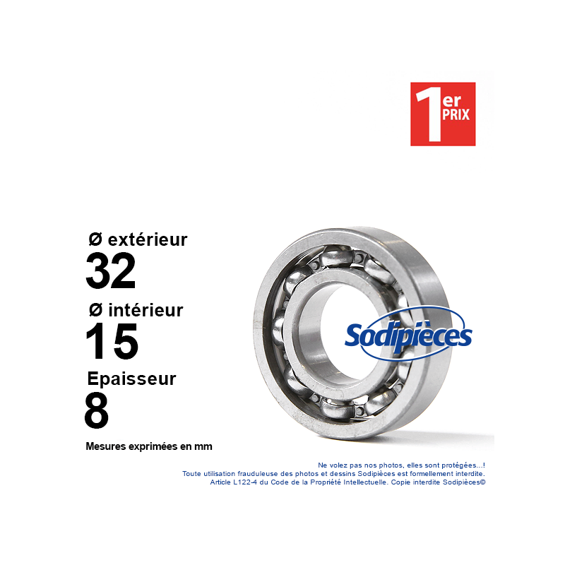 Roulement à billes 1er Prix. Non étanche